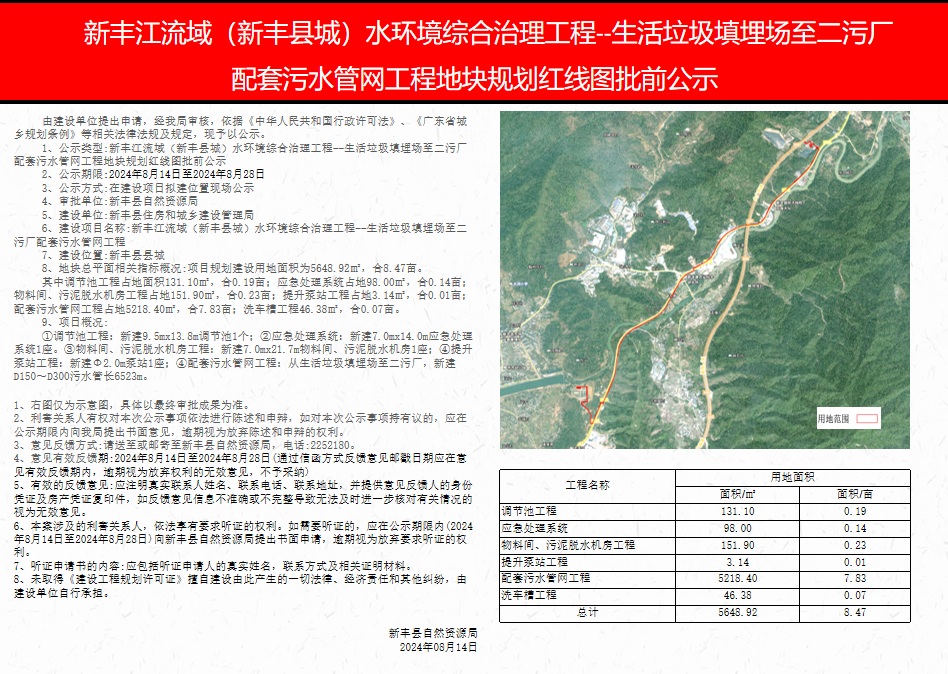 新丰江流域(新丰县城)水环境综合治理工程--生活垃圾填埋场至二污配套污水管网工程地块规划红线图批前公示.png